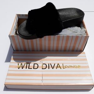 Wild Diva Lounge Matty Faux Fur Slide Sandal Blk